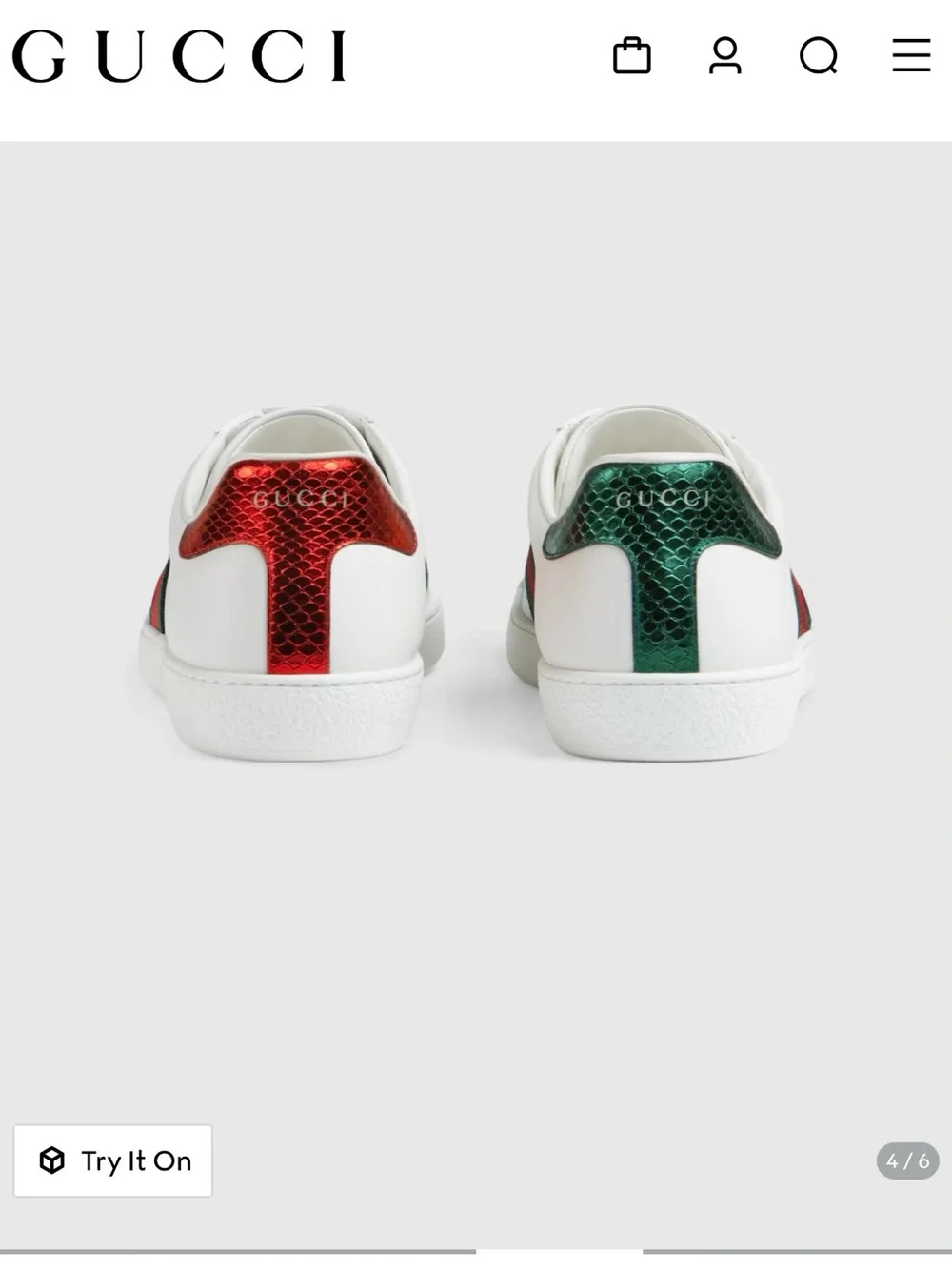 Gucci White Leather Sneakers with Green and Red Web & Gold Bee